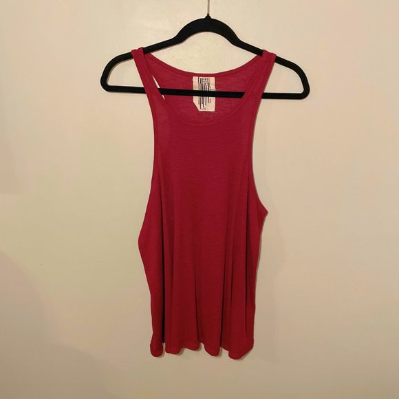 Free People • Red Maroon Flowy Racerback Tank Top Size L - Picture 2 of 5